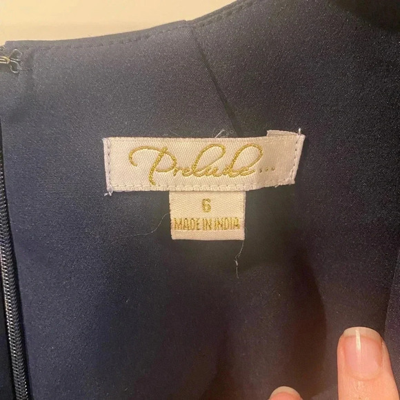 Prelude navy dress. Size 6. Perfect condition. V Neck made in India. - Picture 5 of 6